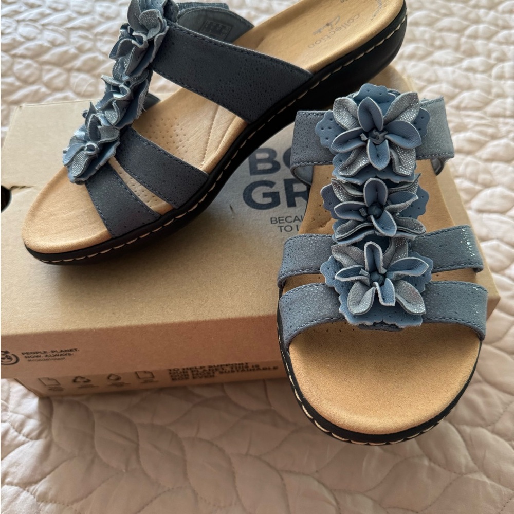 Clarks Blue Floral Sandals